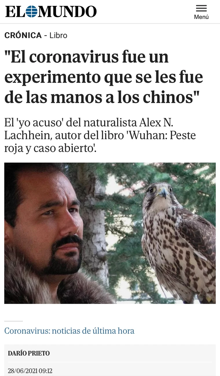 Entrevista a Álex N. Lachhein en El Mundo por la salida de «Wuhan»